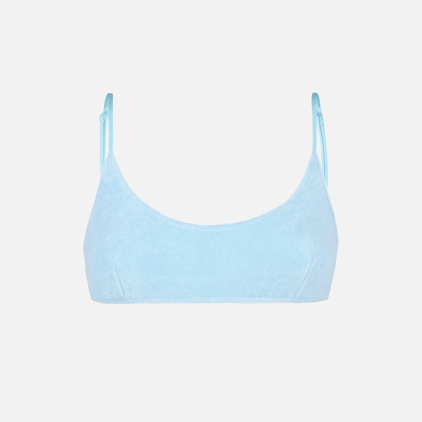 Woman light blue terry bralette swimsuit