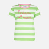 Damen-T-Shirt aus Baumwolle mit Portami al Mare-Stickerei