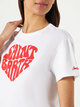 Woman cotton t-shirt with Saint Barth lettering
