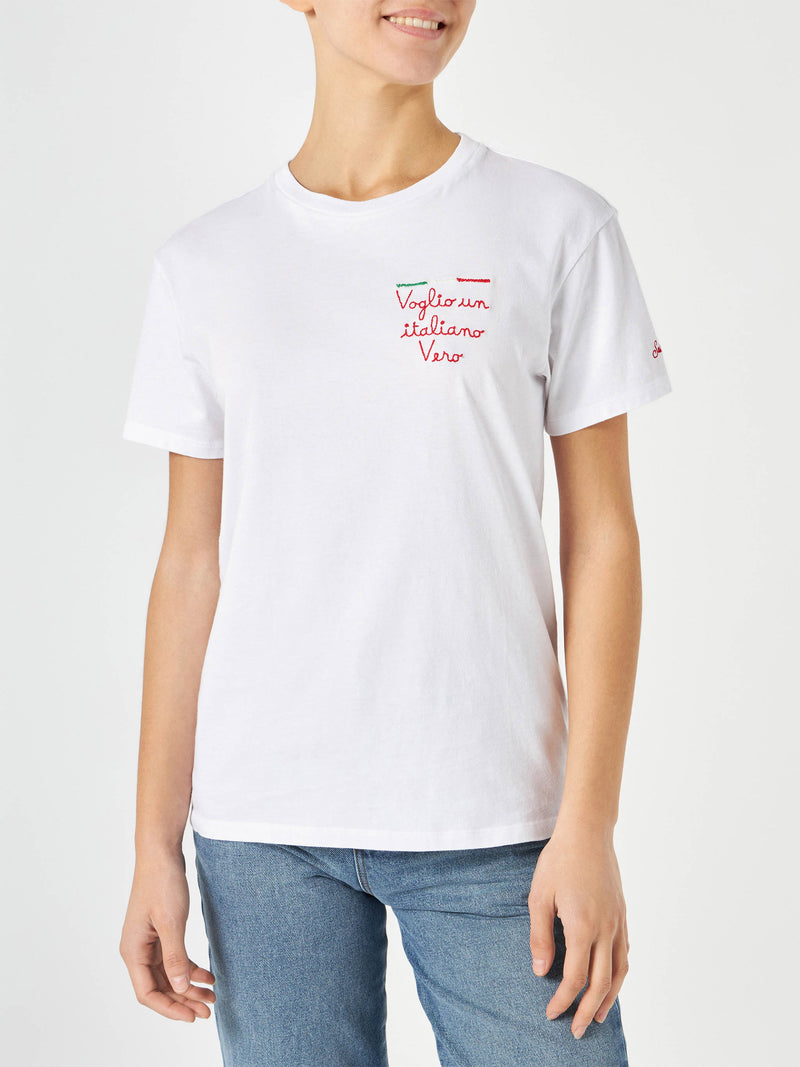 T-shirt donna in cotone con ricamo