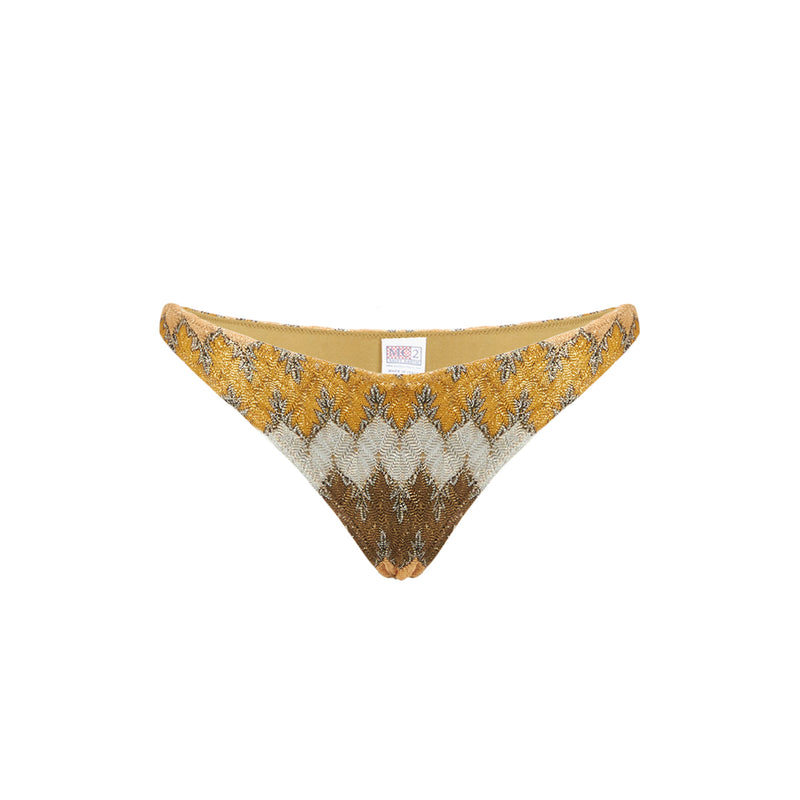 Gold chevron knitted cheeky swim briefs